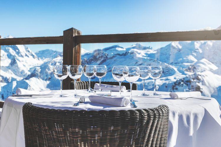 Mont d'Arbois chalets, fine dining with mountain views, Top Villas