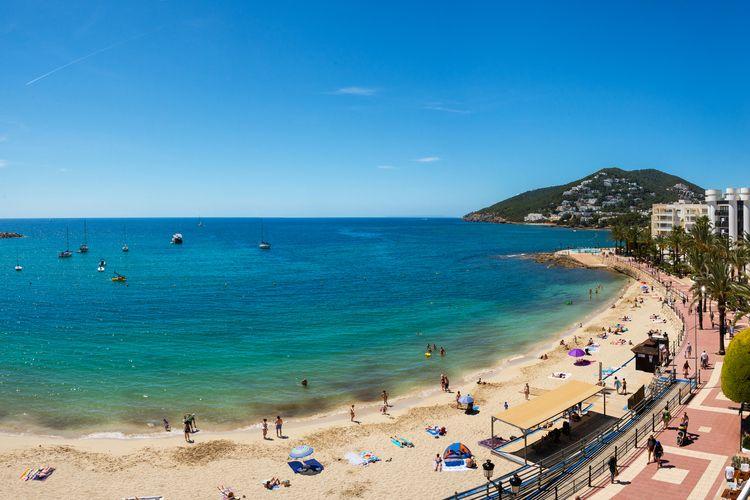 Santa Eularia villas, view of Santa Eularia beach in Ibiza