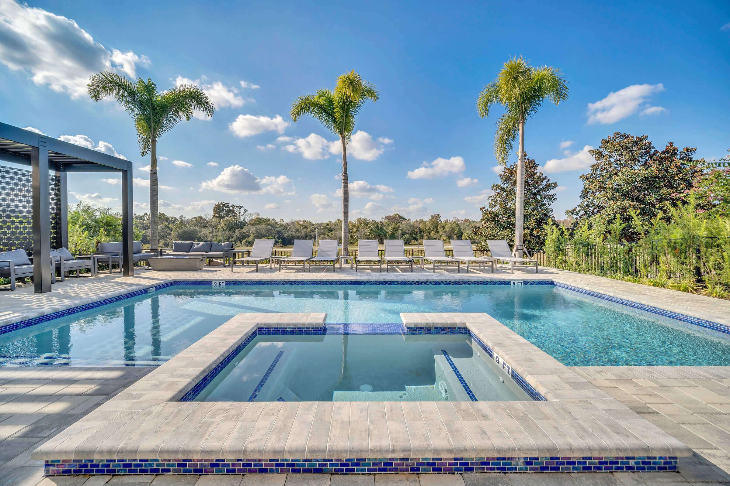 The magnificent private pool and hot tub