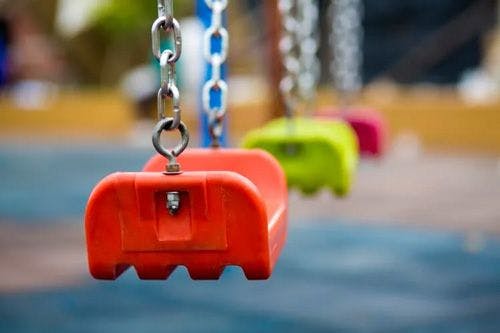 Colorful swings in a playground