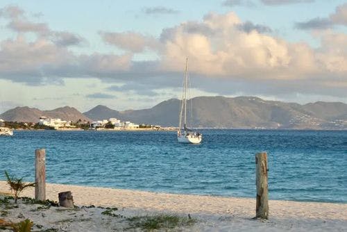 A sailboat off of the Anguilla coast