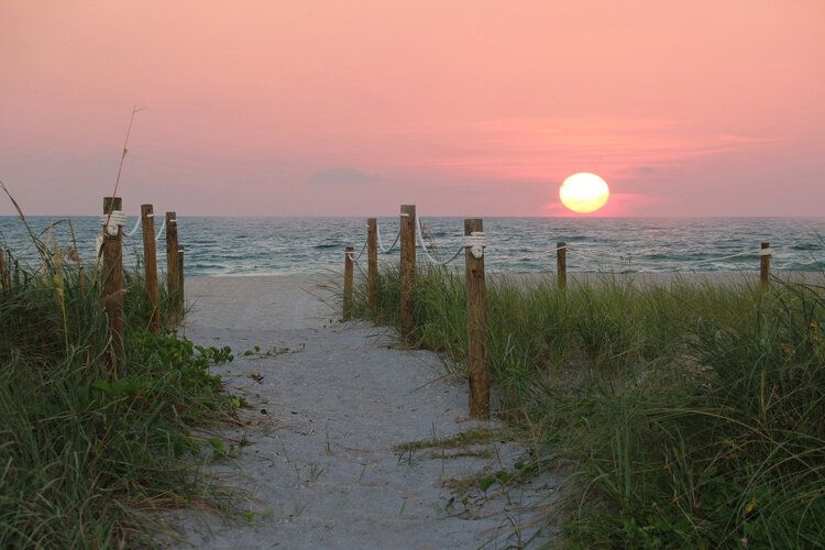 Beaches near Cape Coral, sunset over Captiva Island