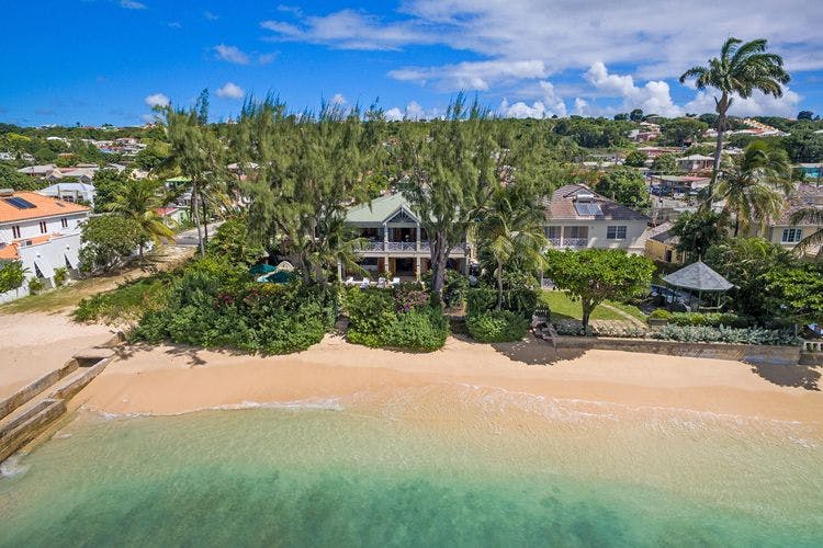 Beachfront Fitts Village Barbados villas - La Paloma villa on white sand beach