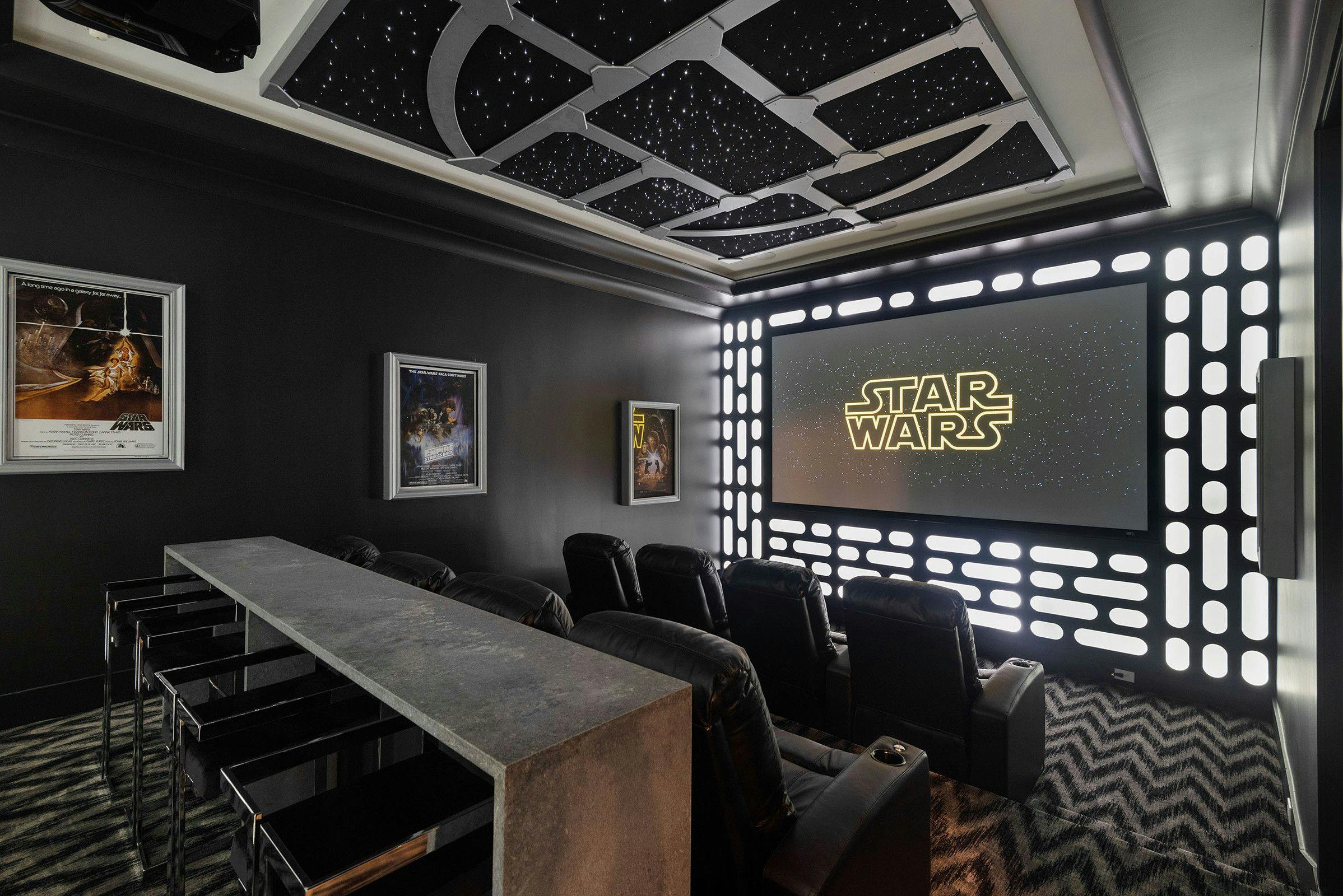 Bears Den 1500 Star Wars themed home theater room