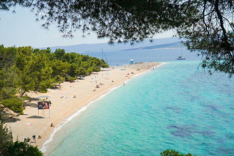 Best beaches in Croatia, view of one side of Zlatni Rat beach on the island of Brac