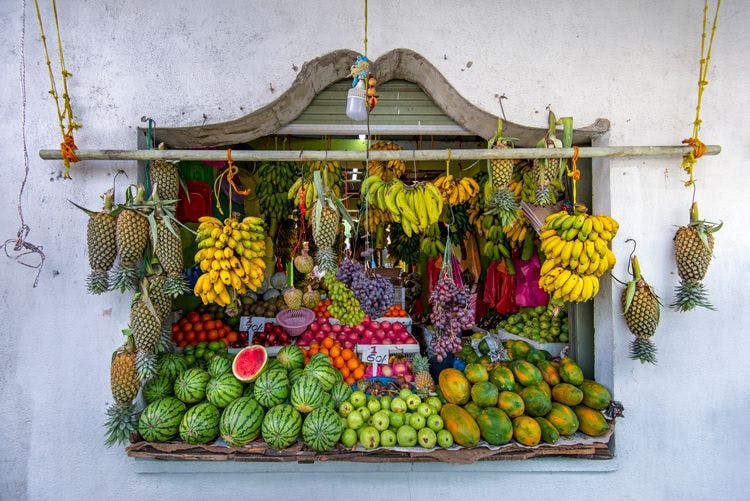 Fruit stand at a Caribbean market