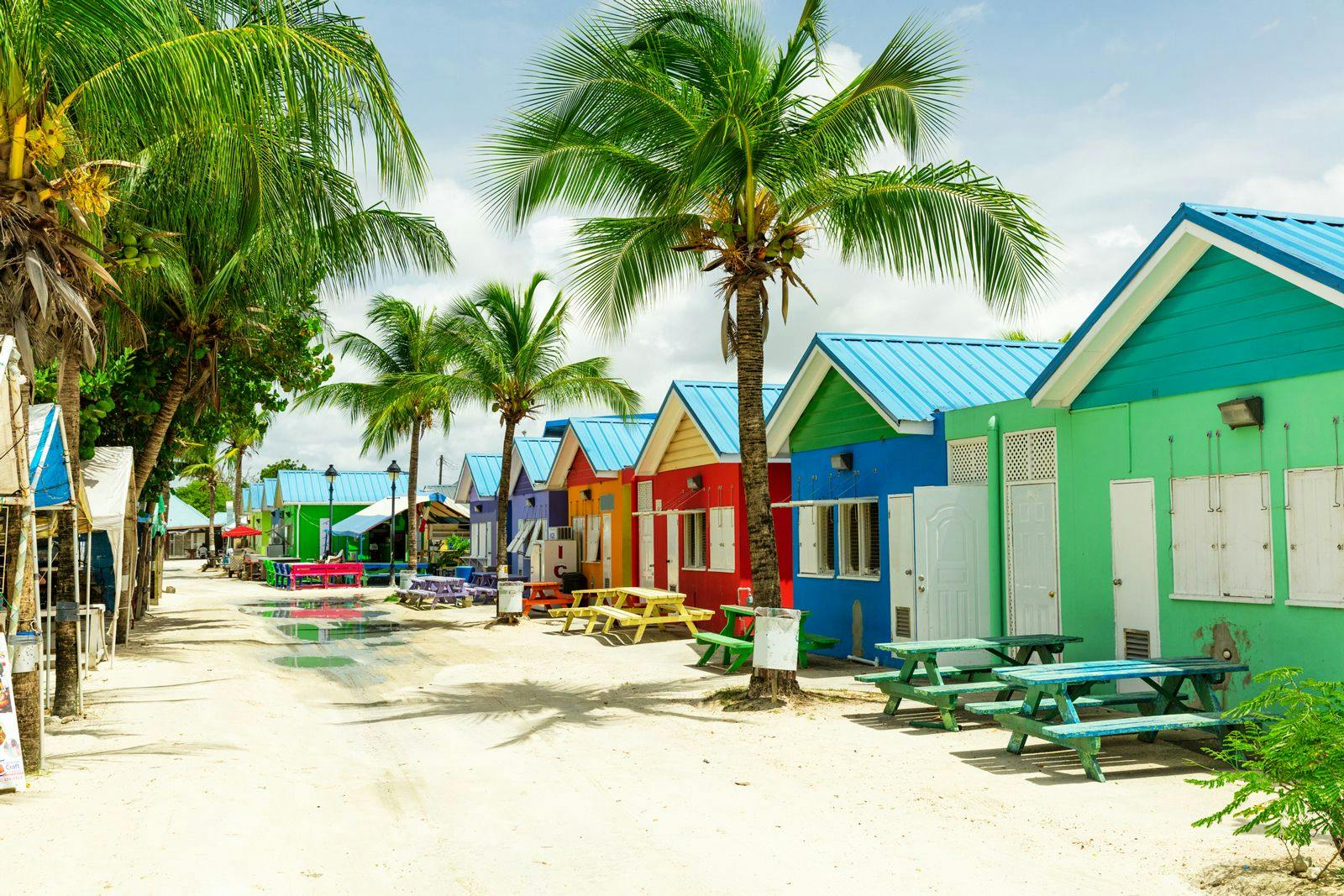Colorful beach shacks in Bridgetown Barbados