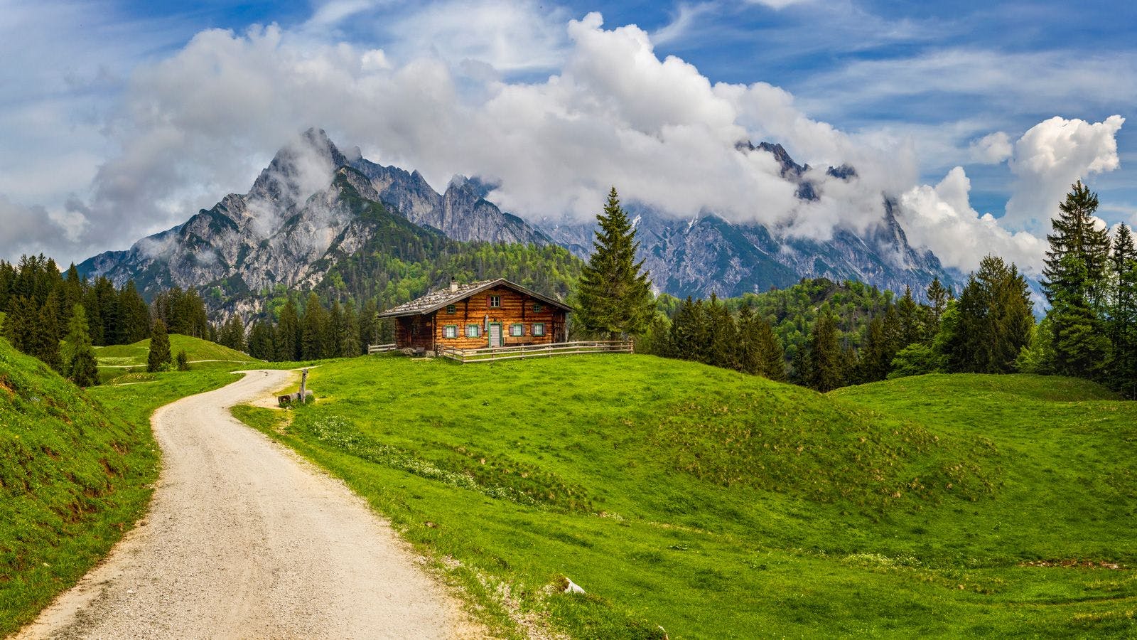 A small cabin by a Swiss mountain
