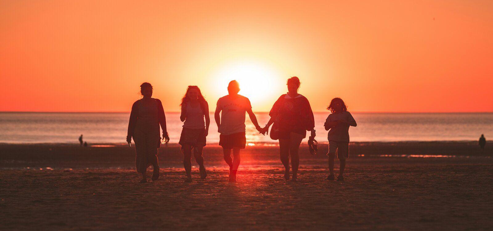 California villas for families, beach trip, sunset