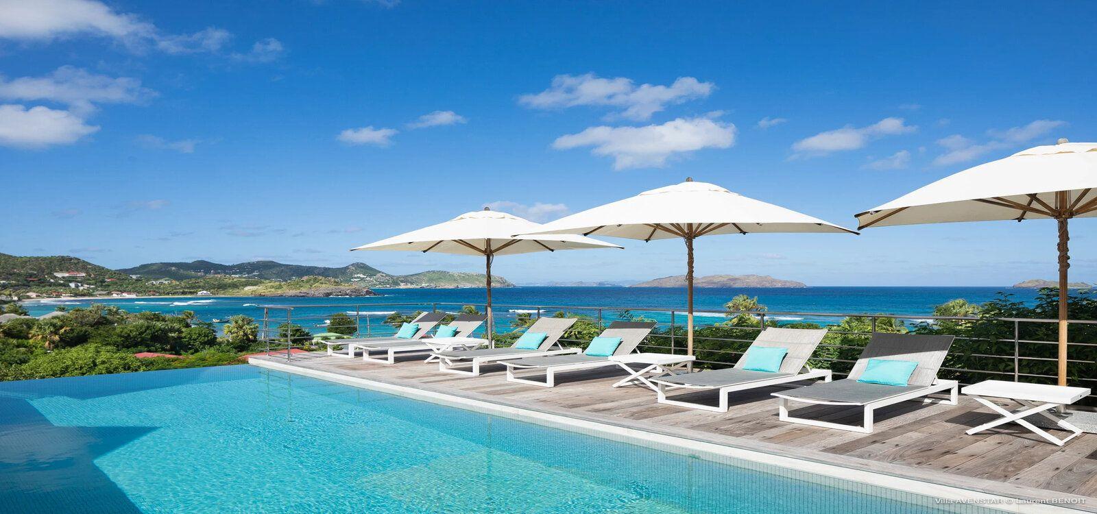 Camaruche Avenstar villa with poolside sea view of St. Barts coastline