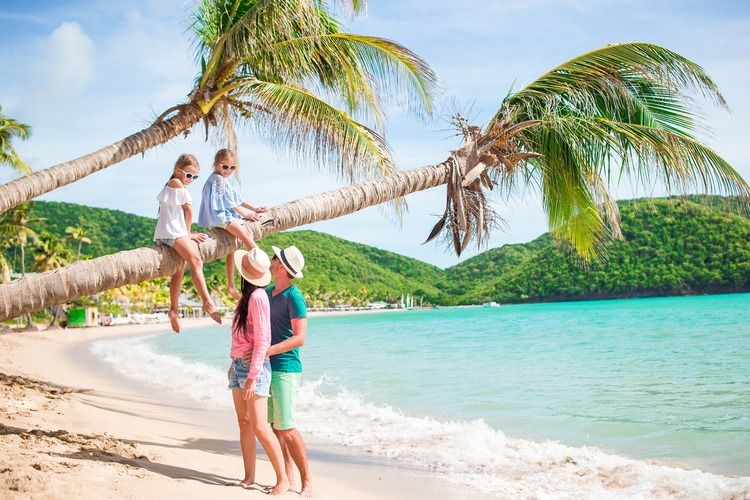 Caribbean holidays, families on the beach, Top Villas