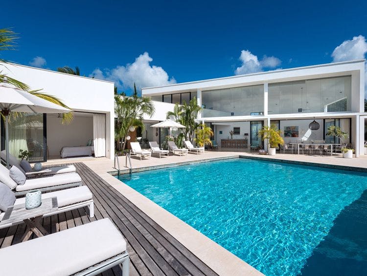 Carlton villas with private pools - Atelier House with private pool, sun loungers, and parsaols