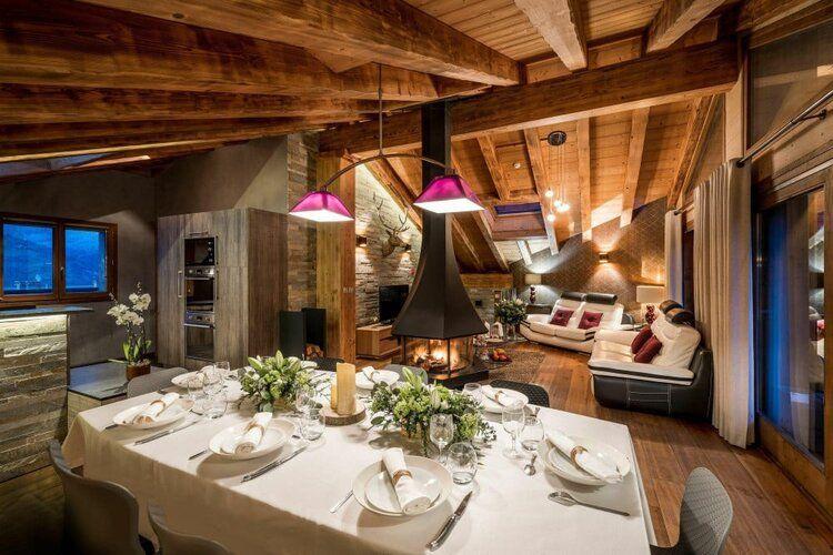 Catered Ski Chalets in Courchevel Le Praz, Courchevel Le Praz 15 dining table, Top Villas