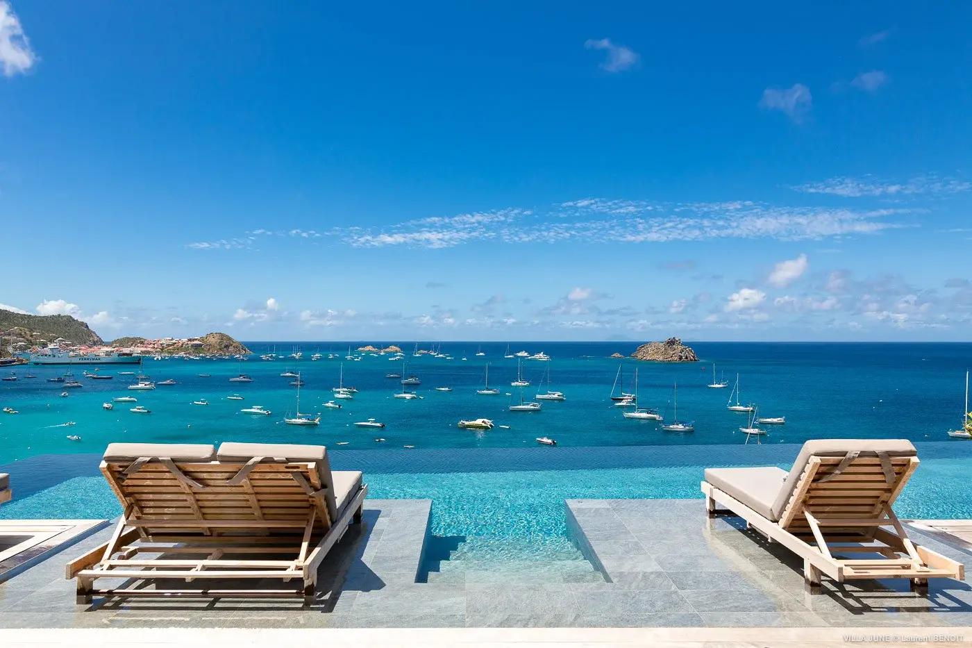 Scenic sea view from poolside of Villa June Corossol