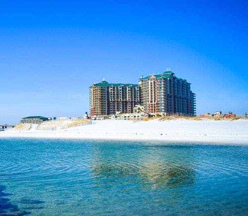 Destin beach with high rose apartment on the sand