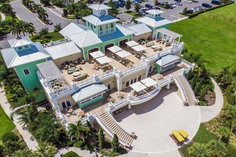Encore Resort clubhouse, aerial view, Top Villas