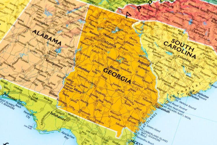 Map of Georgia in the US