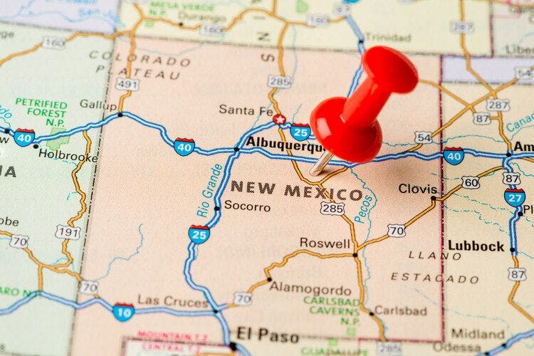 Map of New Mexico with location pin