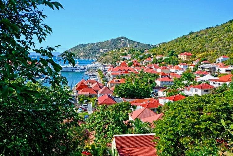 A view of the red roofs of Gustavia