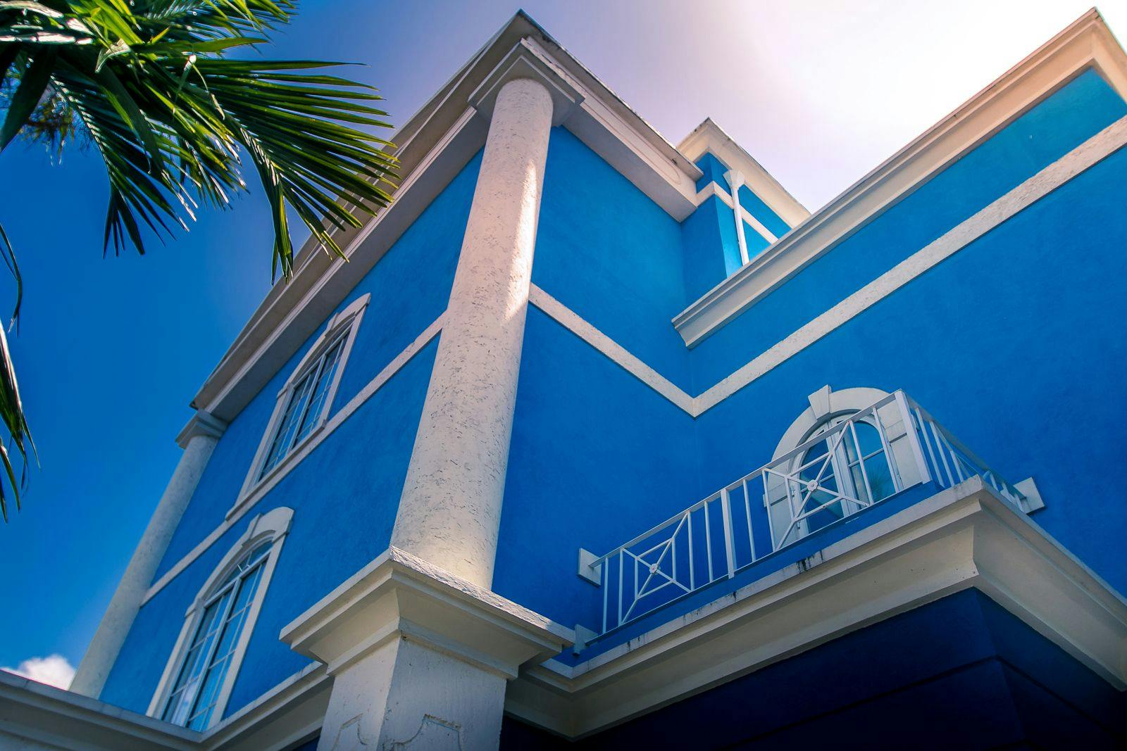 A blue painted building in Holetown Barbados