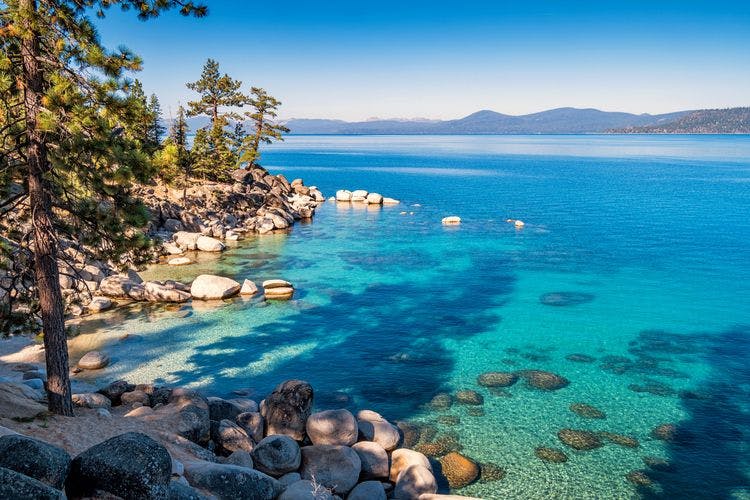 A scenic view of Lake Tahoe in Nevada