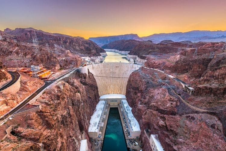 An aerial view of the Hoover Dam in Nevada
