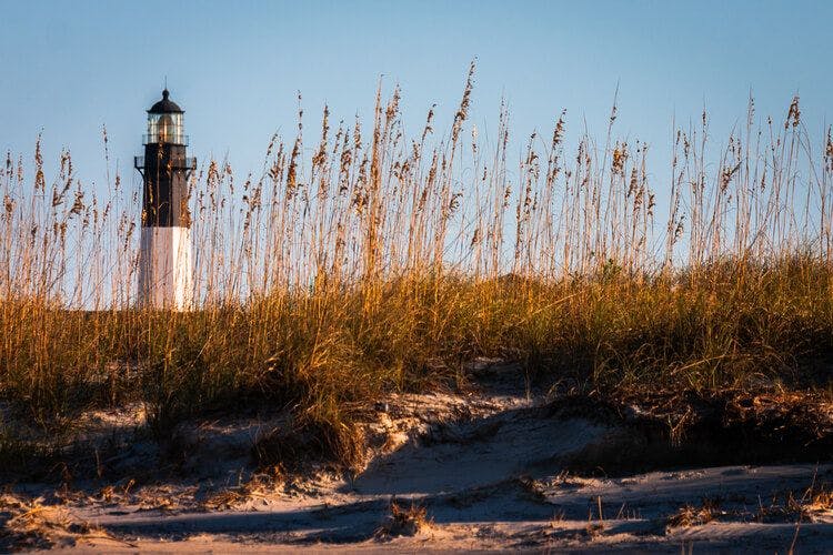 A view amongst the sea grass of Tybee Island lighthouse