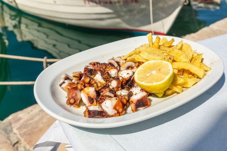 A dish of fresh calamari in Paros