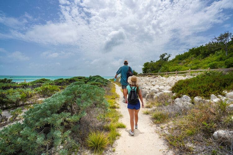 View of a couple of exploring the Bahia Honda State Park