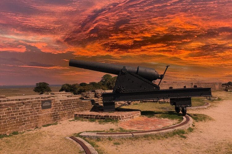 A cannon overlooks a Civil War site in Georgia.