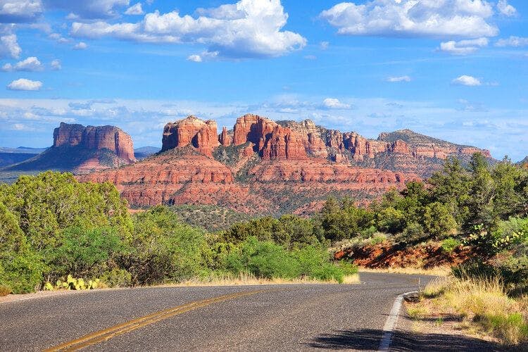 View of Sedona landscape from the road