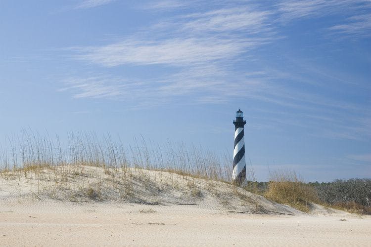 The Cape Hatteras Lighthouse in the Outer Banks in North Carolina