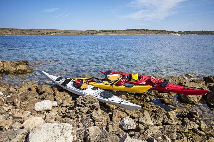 Kayaks by the shore of Menorca