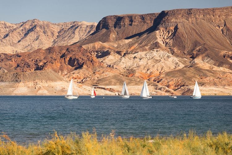 Sailing boats on Lake Mead in Nevada