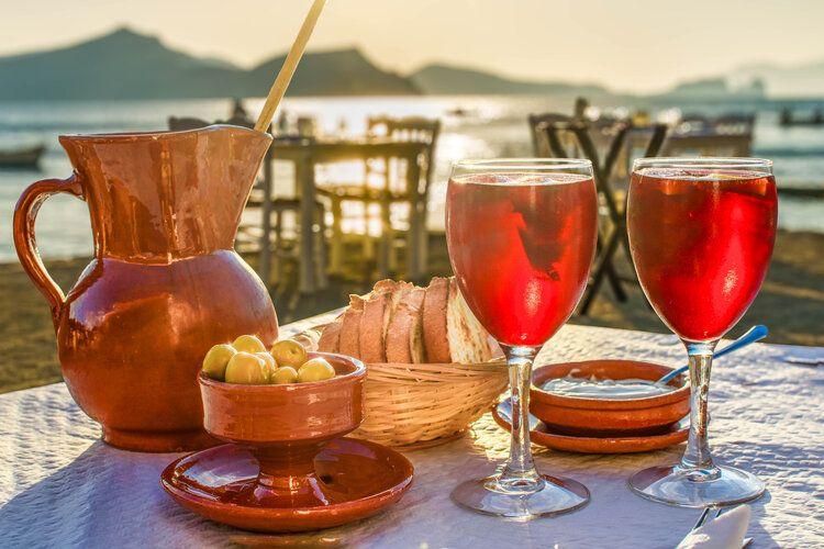 Ibiza meals, table setting by the beach, restaurant