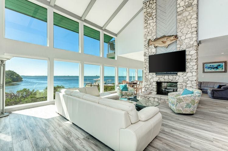 Bradenton beach vacation rentals - Bradenton 48 living room area with large windows overlooking water