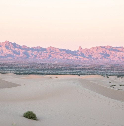 La Quinta desert landscape with sand dunes and mountains