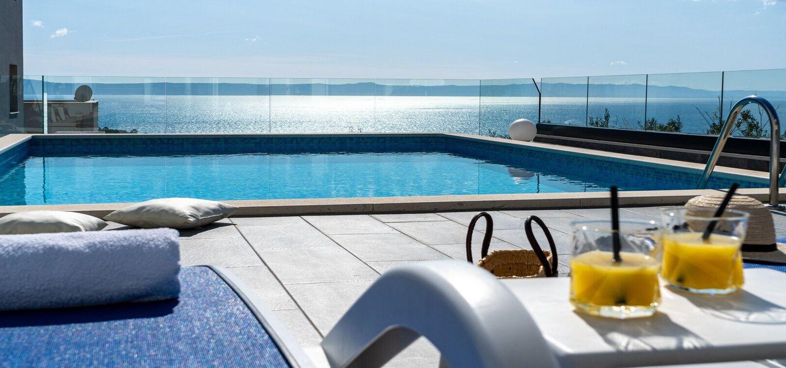 Makarska 26, Makarska villas with pools, pool view