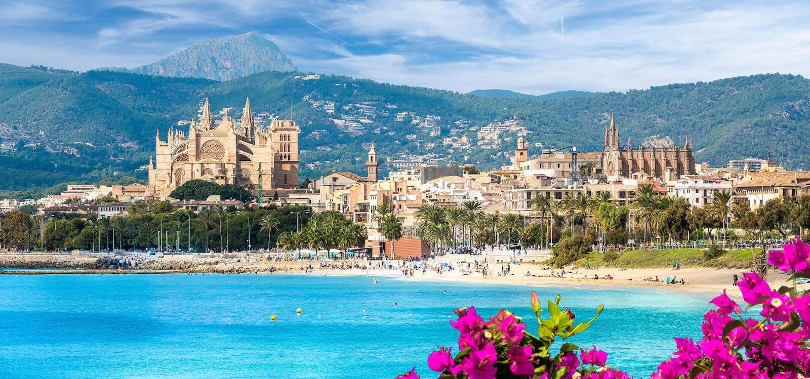 Palm de Mallorca city with cathedral by the sea in Mallorca