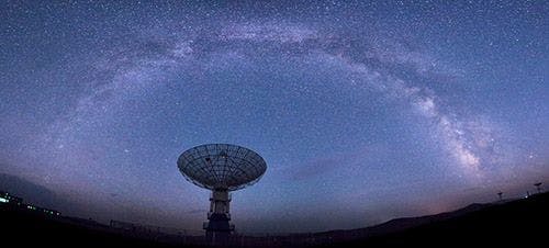 A radio telescope pointed towards the Milky Way