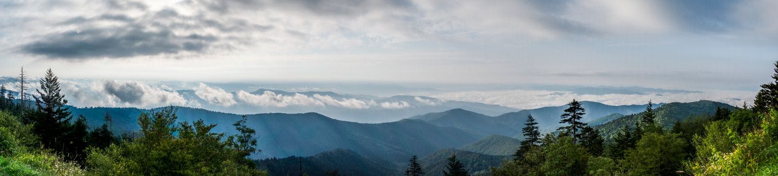 Panoramic image of Great Smoky Mountains landscape near Pigeon Forge