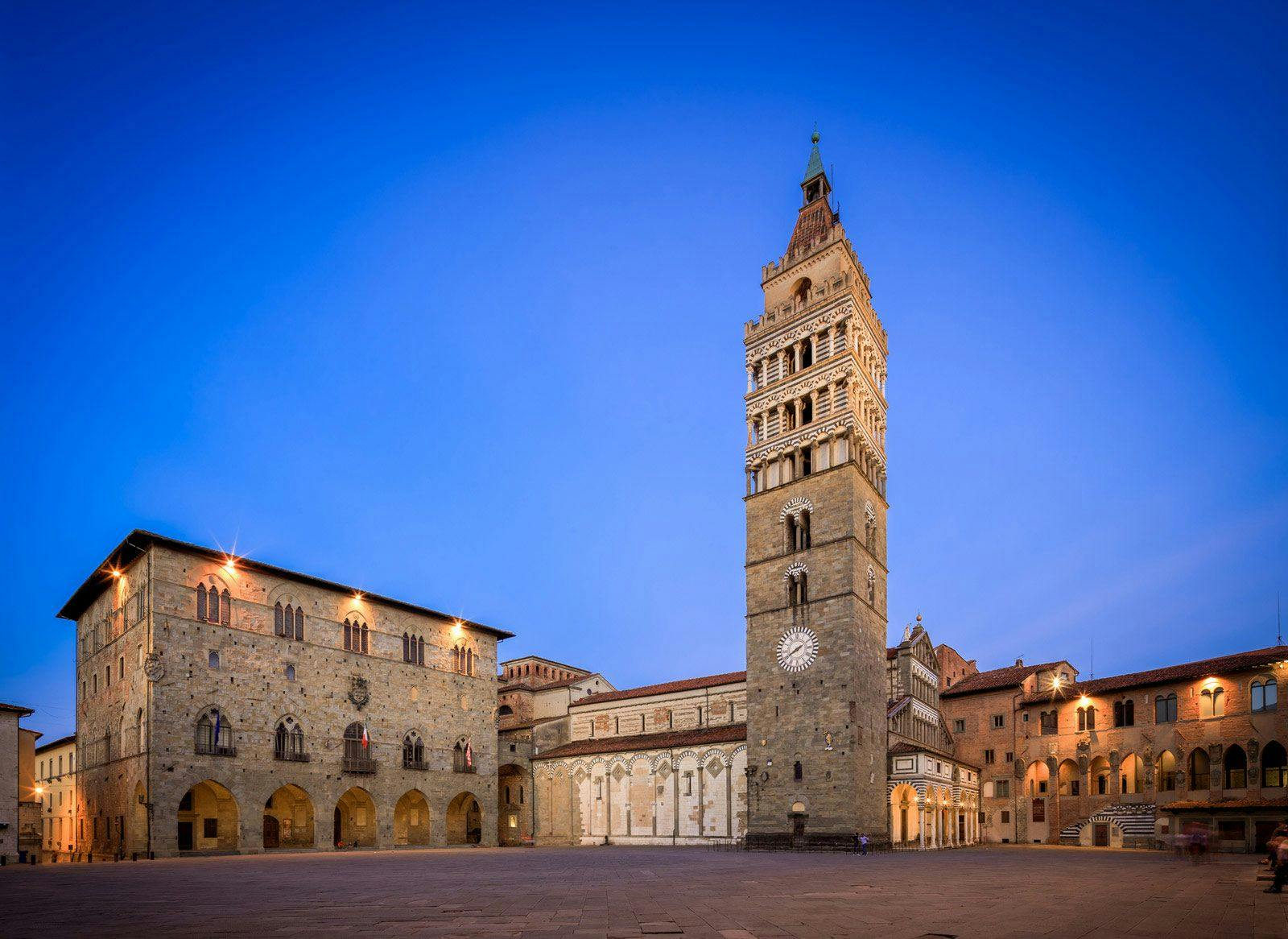 Pistoia town center with towers and town hall