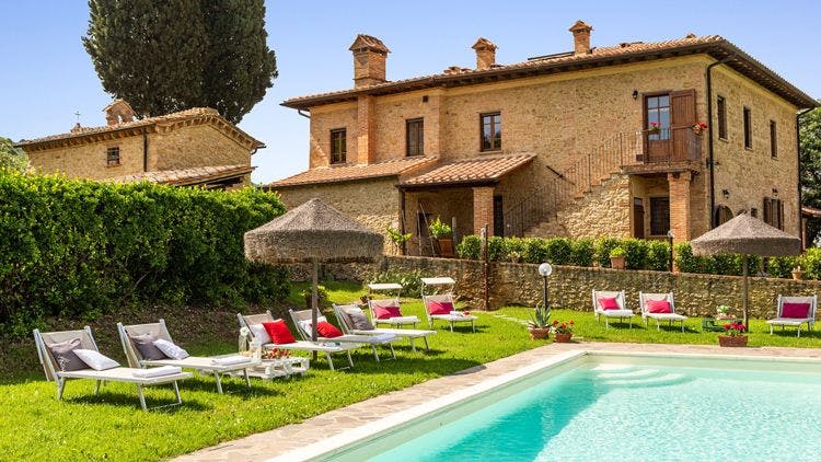 Podere Fornacchia - Pisa holiday rentals with private pools traditional Italian home with outdoor pool and sun loungers
