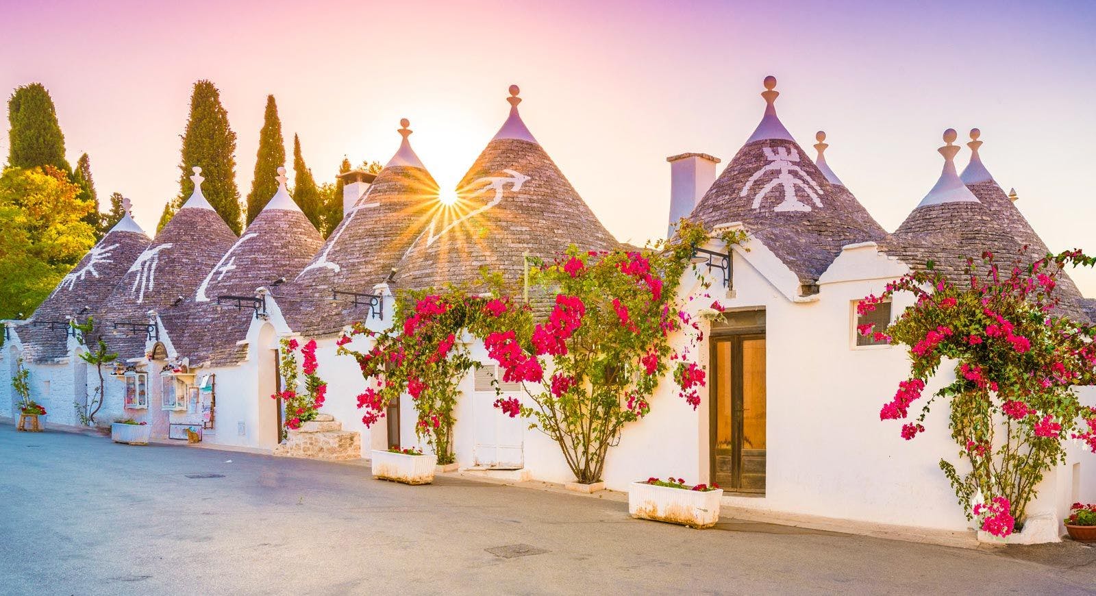 Traditional conical trullo houses in Puglia, Italy