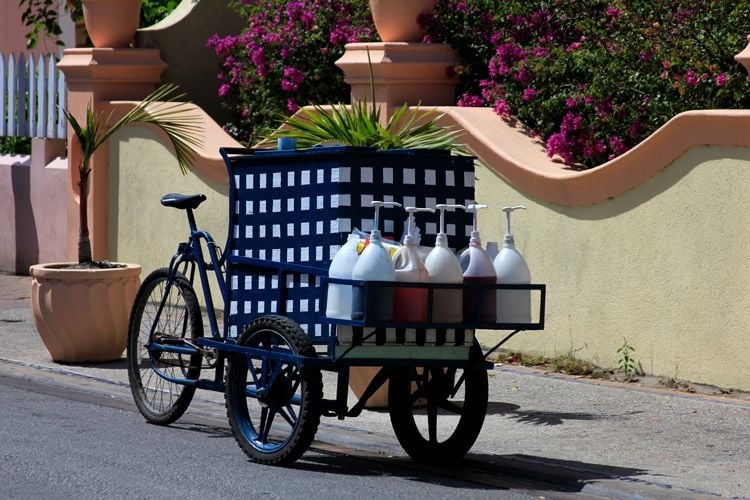 A street food bicycle cart in Barbados