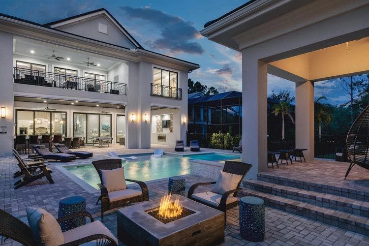 Reunion Resort 992 8 bedroom vacation rentals in Orlando Florida luxury villa with private pool and fire pit