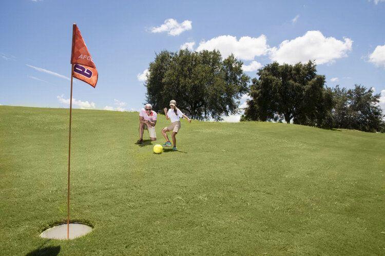 Reunion Resort footgolf, family playing