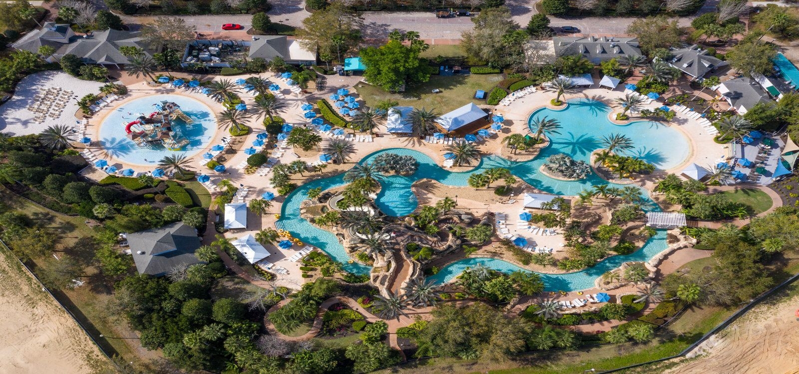 Reunion Resort Water Park aerial view, Top Villas vacation rentals