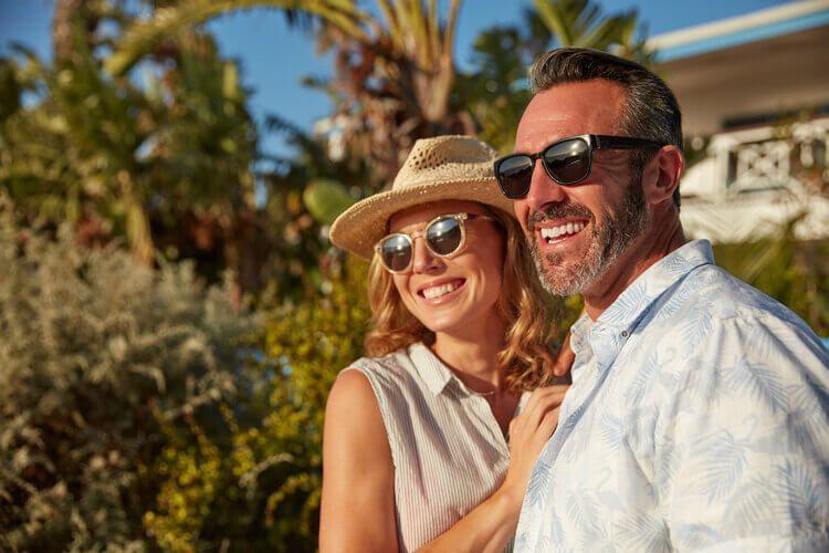 Couple enjoying their view from their romantic vacation rental