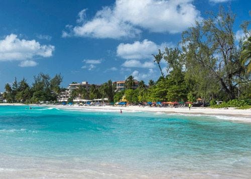 White sand beach resort in Barbados